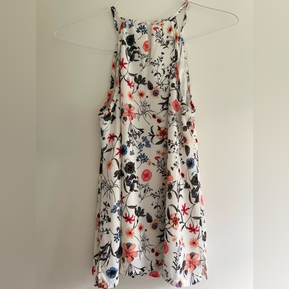 Skies Are Blue White Floral High Neck Top SMALL - Picture 5 of 7